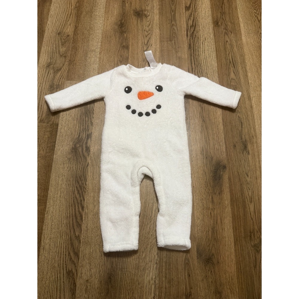 Baby Starter One Piece Toddler Size 9M, White, Long Sleeve, Snowman Christmas